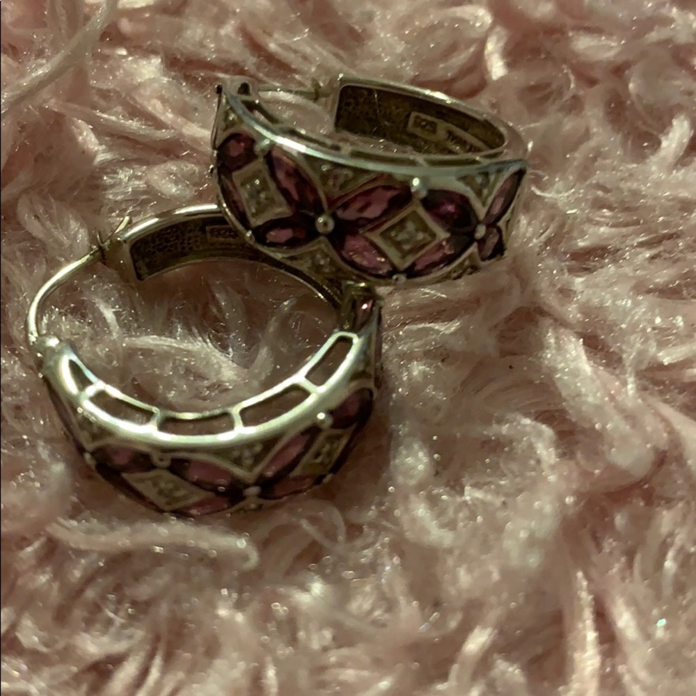 Purple garnet hoops